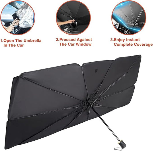 2 SET OF Foldable Car Windshield Sun Shade Umbrella | UV Protection & Heat Blocker for All Vehicles